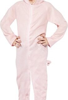 Smiffy's Children's Unisex All In One Pig Costume, Jumpsuit with Tail and Ears, Party Animals, Ages 4-6, Size: Small, Color: Pink, 27992
