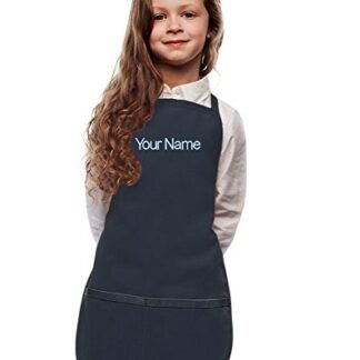 Personalized Navy Blue Kids Apron, Poly/Cotton Twill Fabric (Regular)