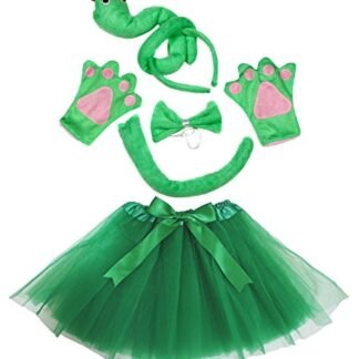 Snake Headband Bowtie Tail Gloves Green Tutu 5pc Girl Costume Birthday or Party