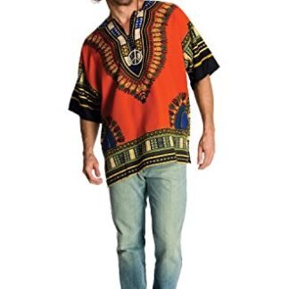 Rubie's Costume Heroes And Hombres Men's Hippie Shirt And Wig, Orange, Standard