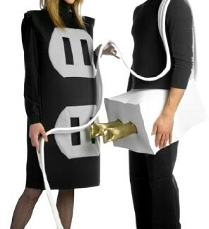 Rasta Imposta Lightweight Plug and Socket Couples Costume, Black/White, One Size