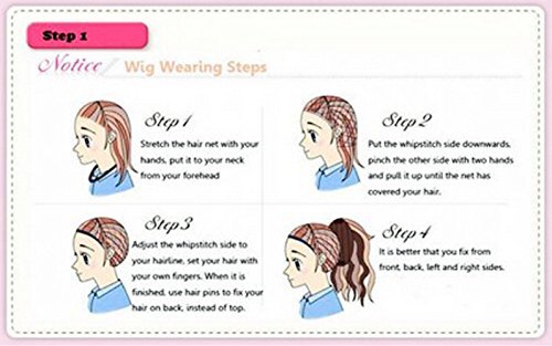 Upgrade Version Wig Gradient Long Curly Hair Cosplay Party Costume Wig + a Free Hairnet (Blue Mixed Pink) BU040
