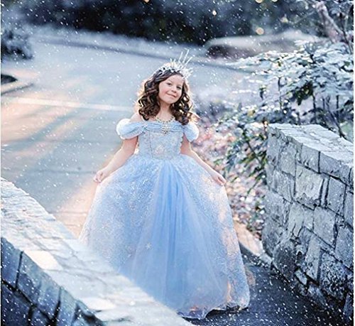 Domiray New Cinderella Dress Princess Costume Blue Butterfly Girl Dress - Image 3