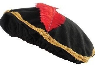 Red Feather Renaissance Hat with Gold Trim