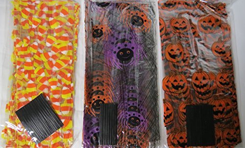 75 Halloween Treat Bags with Twist Ties - Cellophane Bags
