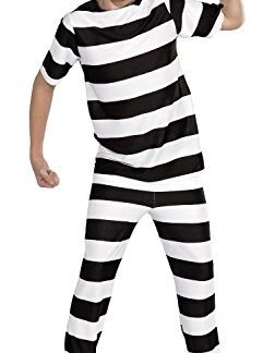 Forum Novelties Striped Convict Costume, Child Large