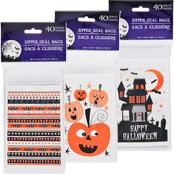 Halloween Treat Bags with Zip Seal 40 Pc Choose From 3 Bags Design