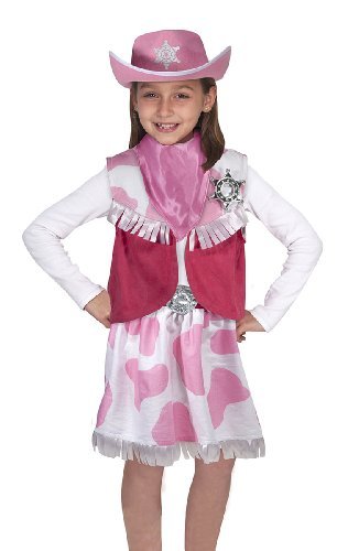 Melissa & Doug Cowgirl Role Play Costume Set (5pcs) - Skirt, Hat, Vest, Badge, Scarf