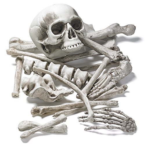 Prextex 18 PC Bag of Skeleton Bones and Skull for Best Halloween Decoration and Spookiest Graveyard Scene