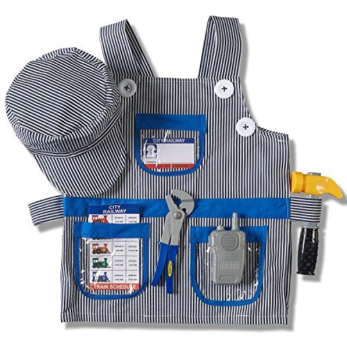 Prextex Child’s Halloween Conductor Role Play Dress Up Train Engineer Costume Set and Accessories
