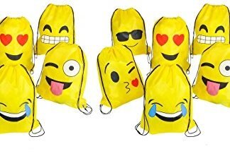 RIN EMOJI Drawstring Backpacks Emoticon Party Favors Teacher Prize Secret Santa Giveaway Birthday Goody Bag Filler