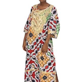African Planet Women's Printed Afrocentric Kaftan Caftan Maxi Dress