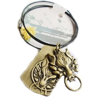 Touirch Anime Final Fantasy Bronze Wolf Head Pendant Necklace (A)