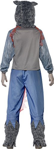 Smiffy’s Tween Boy’s Deluxe Wolf Warrior Costume, Hooded Top and Trousers, Serious Fun, Color: Grey and Blue, Ages 12+, 44296 - Image 2