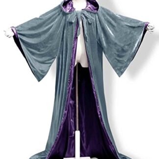 ANGELWARDROBE Halloween Robe Wizard Cloak Wicca LARP LOTR Gray-Pu 6XL