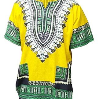 Yellow African Print Dashiki Shirt from S to 7XL Plus Size