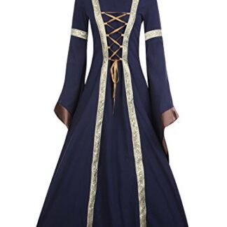 Fashare Women's Medieval Renaissance Floor Length Hooded Gown Costume Dress