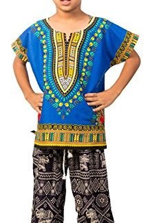 Lofbaz Unisex Child Traditional African Printed Dashiki One Size Blue