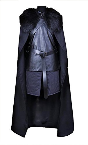 Yangxiao Mens PU Leather Coat Cosplay Battle Suit Halloween Cosplay Costume (L, Black)