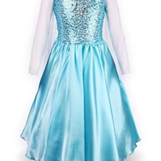 ReliBeauty Little Girl’s Princess Elsa Fancy Dress Costume, 7, Sky Blue