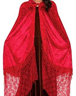 Forum Novelties Women’s Medieval Fantasy Elegant Cape with Lace, Ruby, One Size