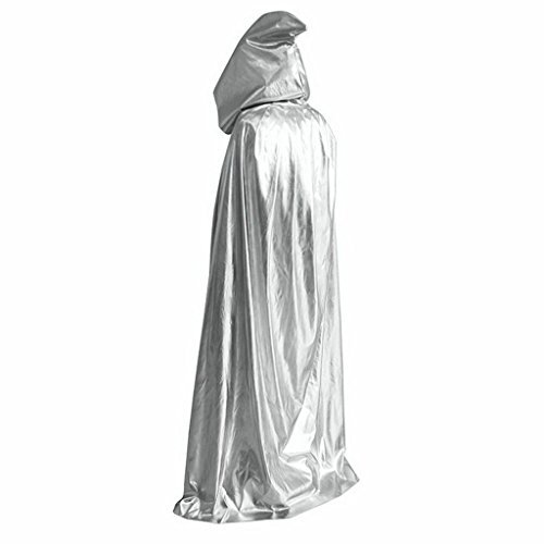 Halloween Christmas Magic Devil Long Vampire Hooded Cloak Fancy Dress Costume Cape 59" (Sliver)