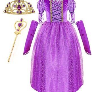 Princess Rapunzel Purple Princess Party Costume Dress with Accessories (6-7)