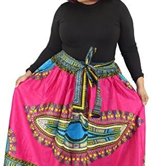 African Planet Women's Dashiki Skirt Ankara Wax with Headwrap (E)