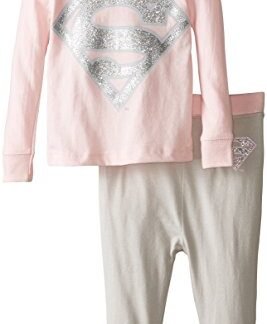 DC Comics Baby Girls' Super Girly 2 Piece Cotton Infant, Pink, 24 Months