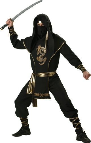 InCharacter Costumes Men's Ninja Warrior Costume, Black/Gold, Large