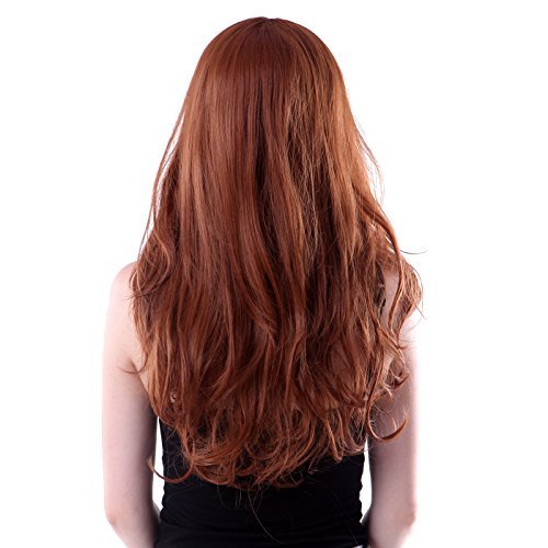 HDE Womens Long Wavy Wig Curly Glamour Hair Style for Halloween Cosplay Costumes (Long Wavy Auburn) - Image 3