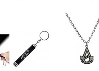 Assassins Creed Unity Necklace and Flashlight Keychain Bundle