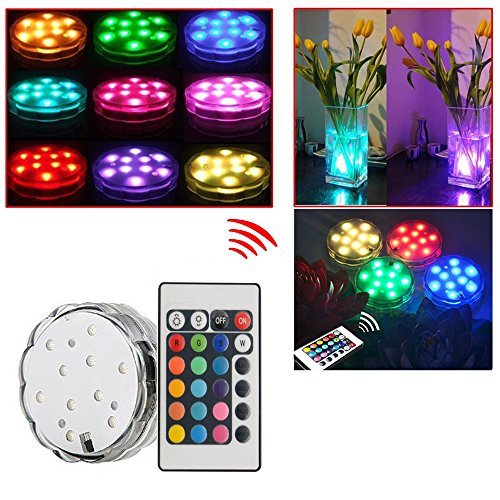 iMeshbean Super Bright 10 LED Submersible 16 Colors Changing Waterproof Wedding Party Vase Base Light with Remote USA