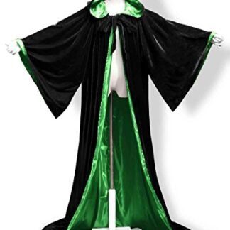 ANGELWARDROBE Halloween Robe Wizard Cloak Wicca LARP LOTR Black-Green 2XL