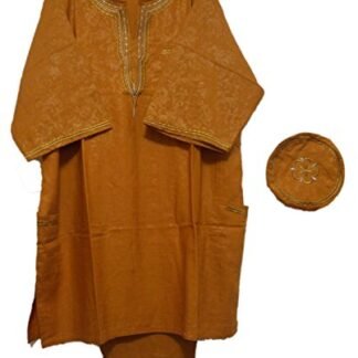 Decoraapparel Men's Dashiki Pant Set African Clothing Mens Suit with Hat One Size (Mustard)