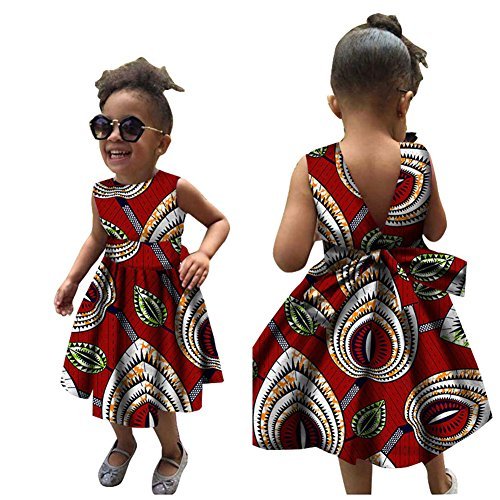 BabyGirls Vintage Dresses African Toddler Stylish Floral Printed Sleeveless Newborn Dashiki Tank Top Mini Skirt wyt22 2 S(3-4)