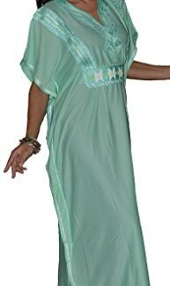 Moroccan Caftans Women Breathable Handmade with Embroidery Ethnic Design Mint