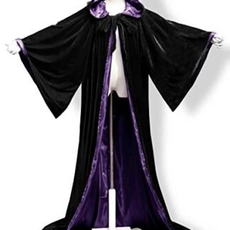 ANGELWARDROBE Halloween Robe Wizard Cloak Wicca LARP LOTR Black-Pu M