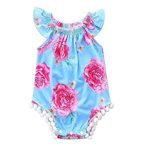 LUNIWEI Baby Girls Floral Print Clothes Bodysuit Romper Jumpsuit