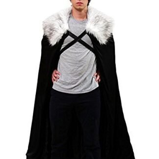 ComfyCamper Winter Snow Lord Night's Cosplay Cloak Cape Costume Men/Women, Black Cloak, Grey Fur