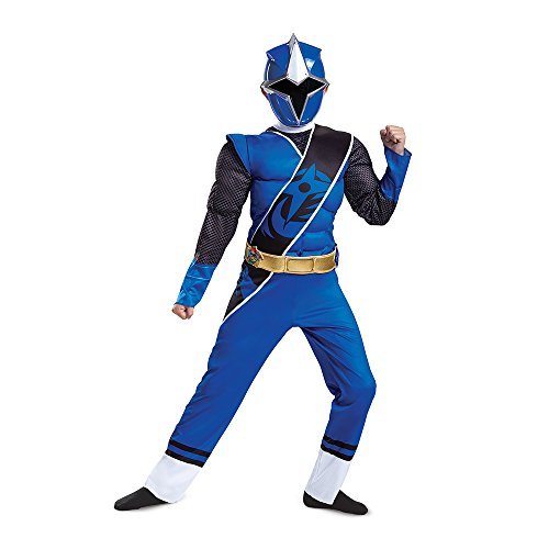 Power Rangers Ninja Steel Muscle Costume, Blue, Large (10-12)