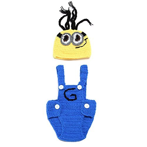 CX-Queen® Crochet Baby Boy Despicable Me Hat Outfit Minion Costume Photo Props
