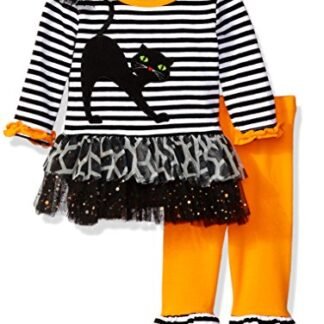 Bonnie Baby Girls’ Halloween Appliqued Legging Set, Cat, 3-6 Months