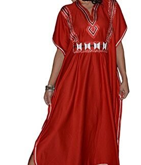 Moroccan Caftans Womens Ladies Embroidered Long Length One size Kaftan Red