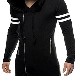 Men's Long Sleeves Assassin Asymmetrical Zipper Hoodie Sweatshirt Jacket Black