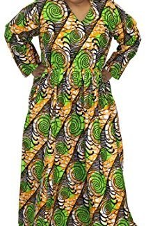 African Planet Women's Long Sleeve Full Length Printed Maxi Dress (G)
