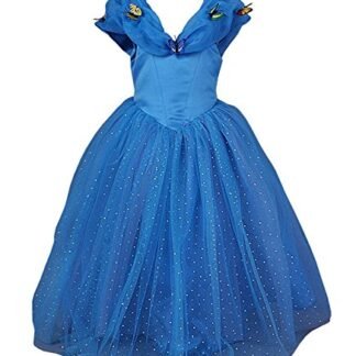 JerrisApparel New Cinderella Dress Princess Costume Butterfly Girl (5 Years, Blue)