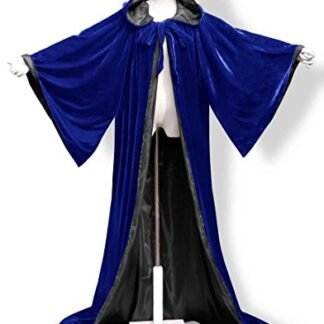 ANGELWARDROBE Halloween Robe Wizard Cloak Wicca LARP LOTR Blue-Black 6XL