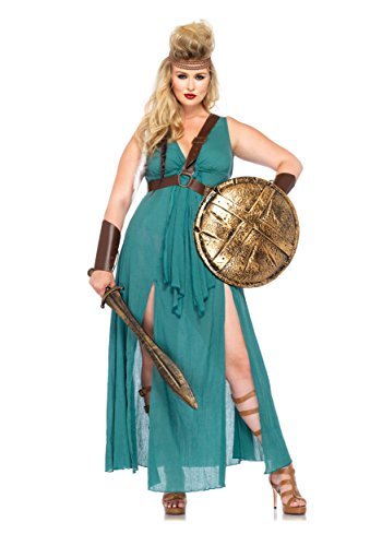 Leg Avenue Women's Plus-Size 4 Piece Warrior Maiden Costume, Hunter Green, 3X/4X