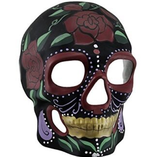 Black Skull Red Roses Day Of Dead Sugar Skull Mask